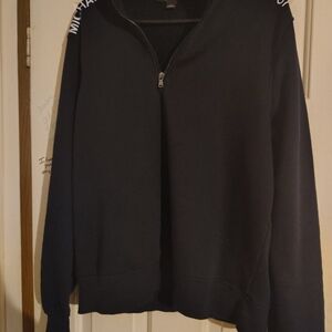 Michael Kors Womans Black 1/4  Zip-Up Sweater